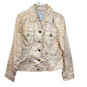 Just B Jacket Women's Top Size MEDIUM Yellow Gold Preppy Button Up Long Sleeves